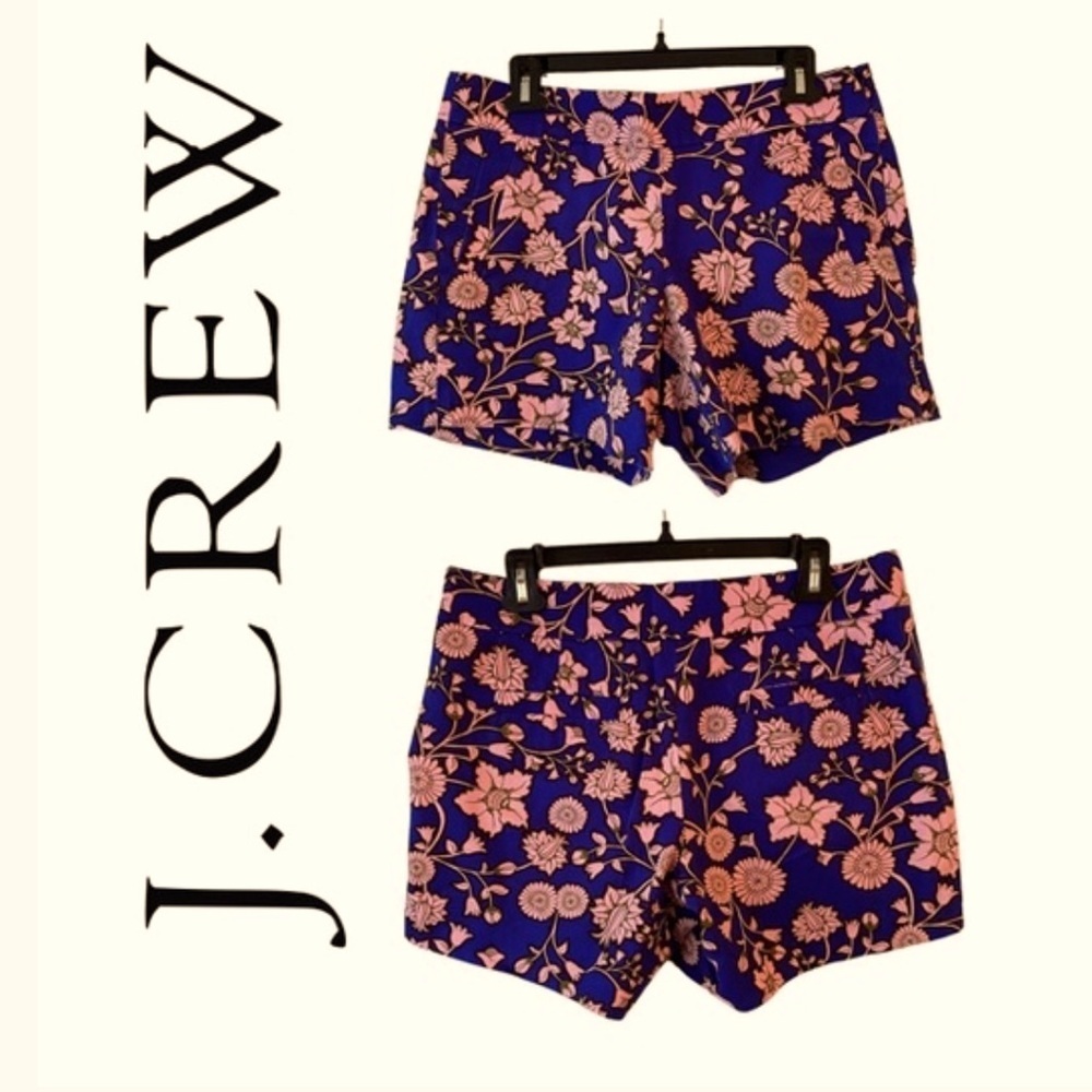 J. Crew Blue And Pink Floral Chino City Fit Shorts Side Zipper, 14
